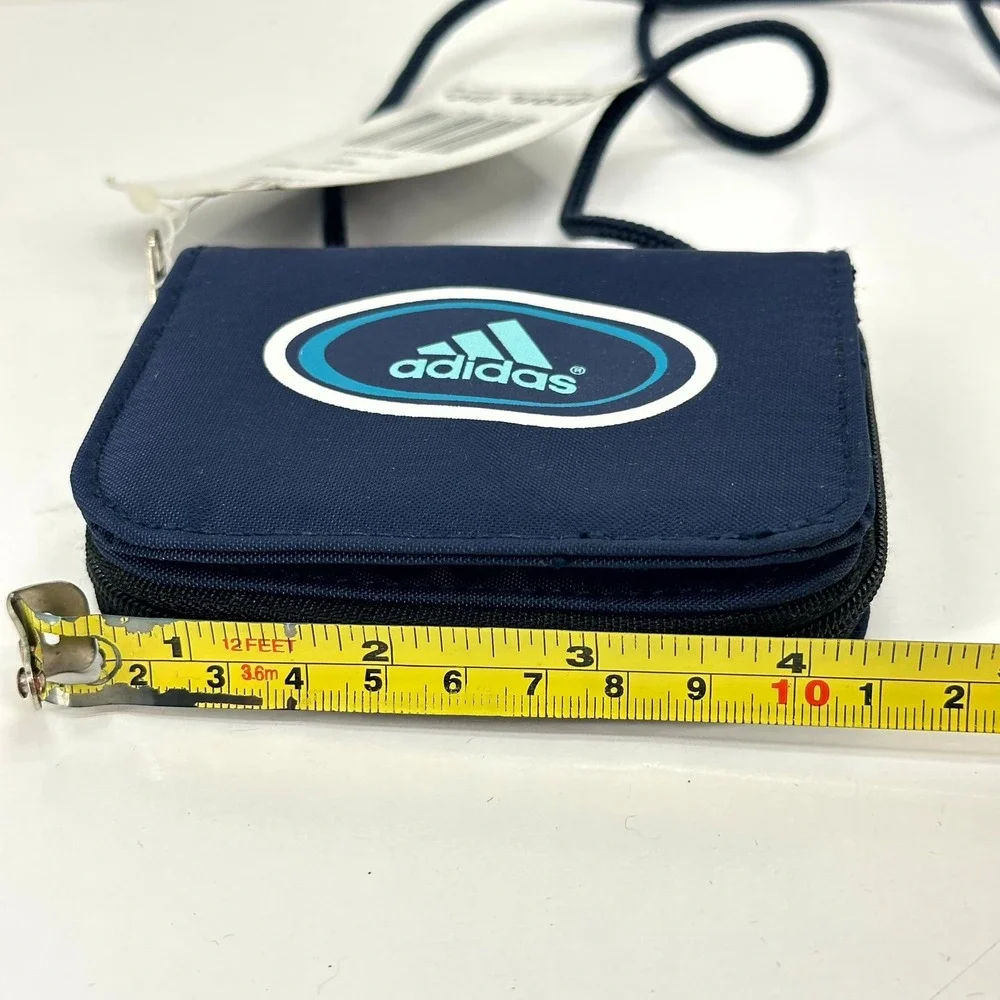 Vintage Adidas Wallet Small Crossbody Zippered Mini Nylon Purse Stripes 90s Y2K